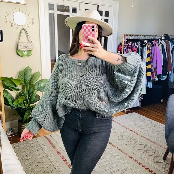 Moon & Madison Oversized Chunky Knit Boho Sweater - Picture 2 of 10